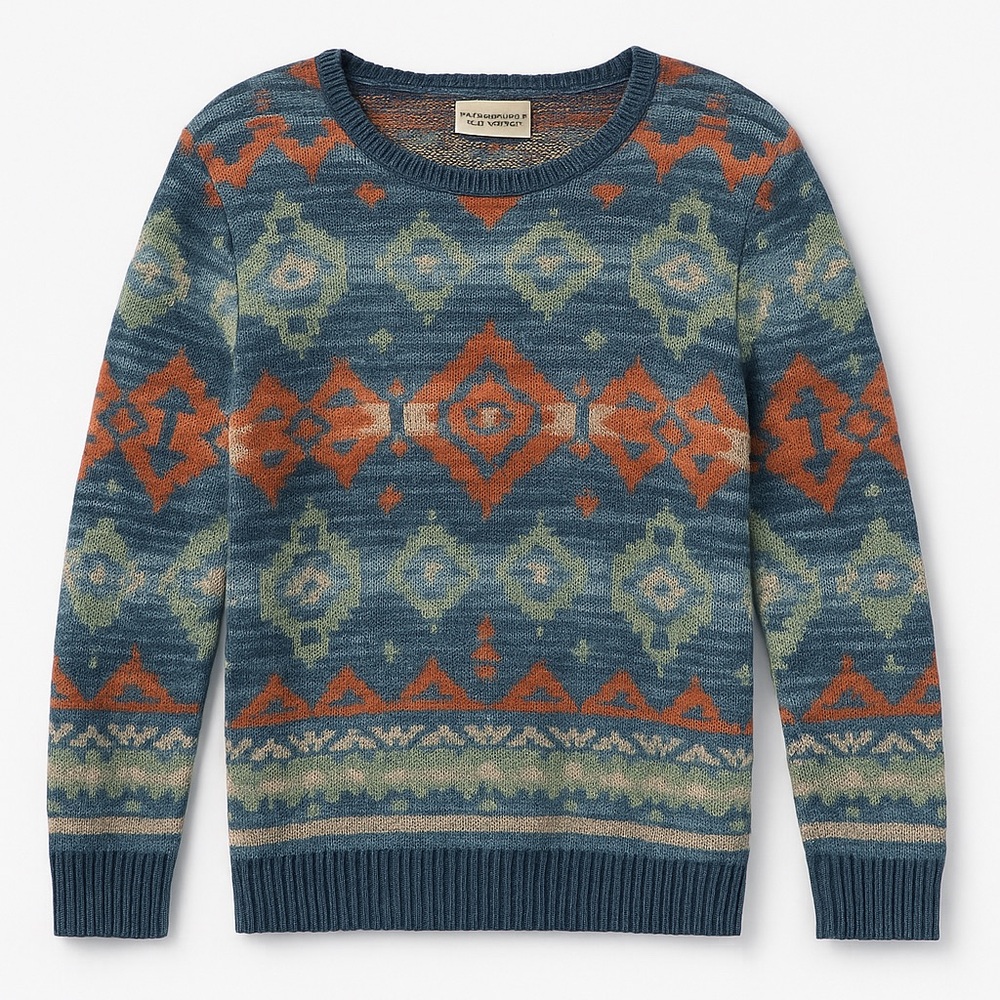 Ralph Lauren Denim & Supply Aztec Print Sweater Blue Orange Size M